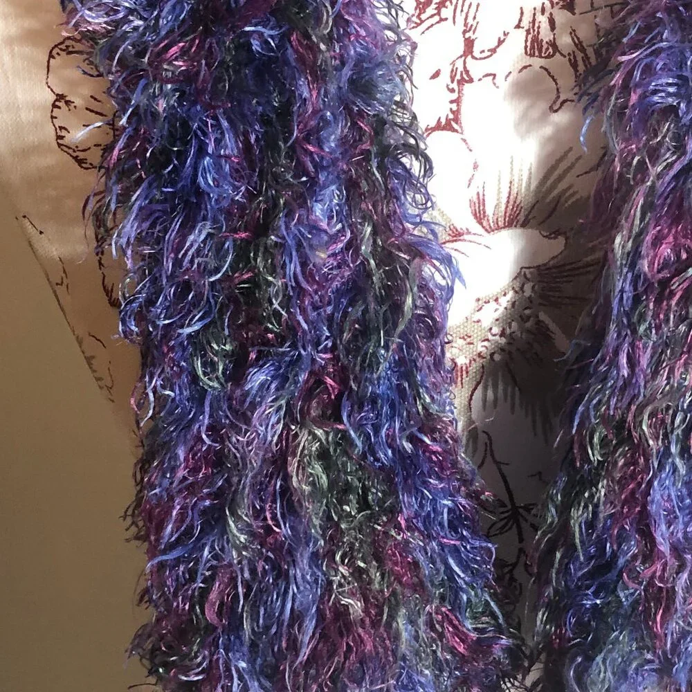 💙 Retro Jewel-Tone Eyelash Scarf — Statement Texture | Made in Korea